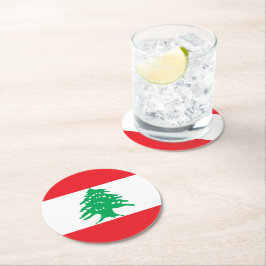Porta-copo De Papel Redondo Bandeira do Líbano