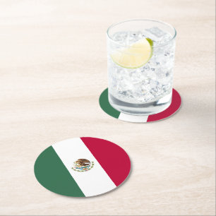 Porta-copo De Papel Redondo Bandeira do México