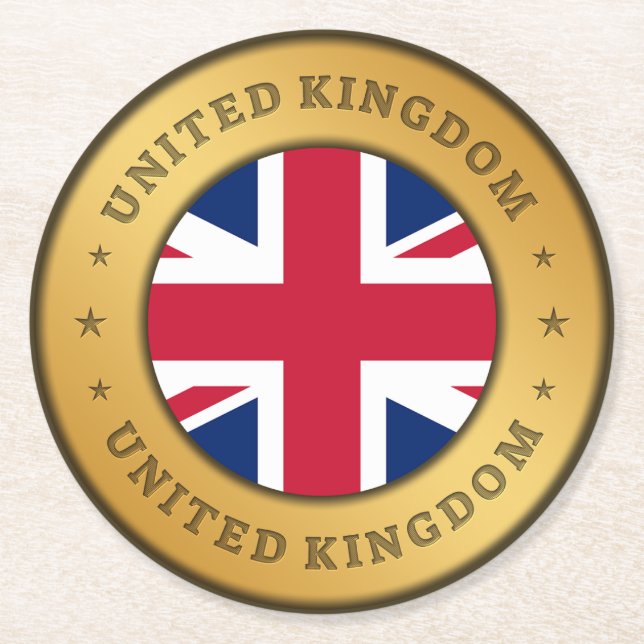Porta-copo De Papel Redondo Bandeira do Reino Unido (Frente)