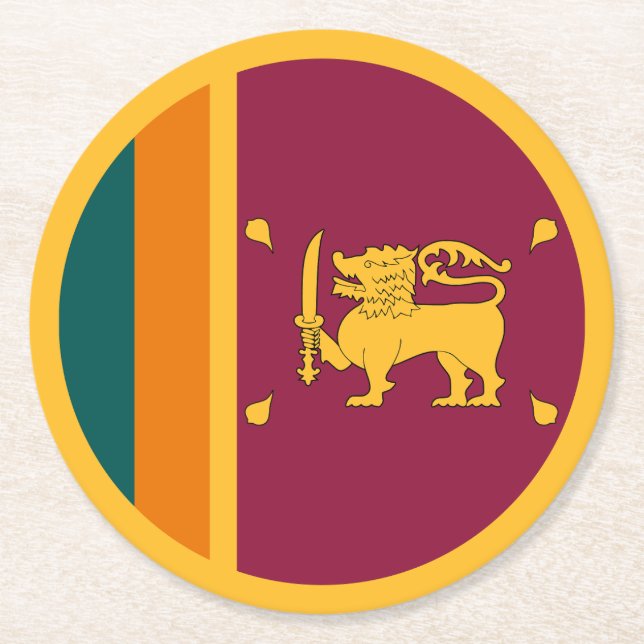 Porta-copo De Papel Redondo Bandeira do Sri Lanka (Frente)