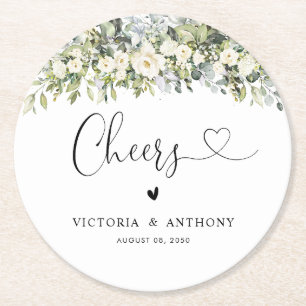 Porta-copo De Papel Redondo Bandeja Circular de Cera de Casamento Floral Branc