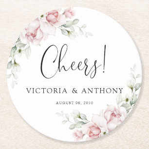 Porta-copo De Papel Redondo Bandeja Redonda de Boas-Vindas de Casamento Floral