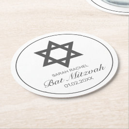 Porta-copo De Papel Redondo Bar branco minimalista moderno Bat Mitzvah