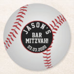 Porta-copo De Papel Redondo Bar de basebol Mitzvah Vermelho Preto<br><div class="desc">portas copos de papel redondo Mitzvah,  Bar de beisebol branco e vermelho personalizado.</div>