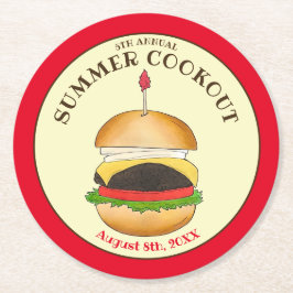 Porta-copo De Papel Redondo Barbecue Picnic Barbecue Cheeseburger Hamburger CH