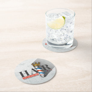 Porta-copo De Papel Redondo Barber Hair Compra Rei Coroa Barbeiro Par Salão