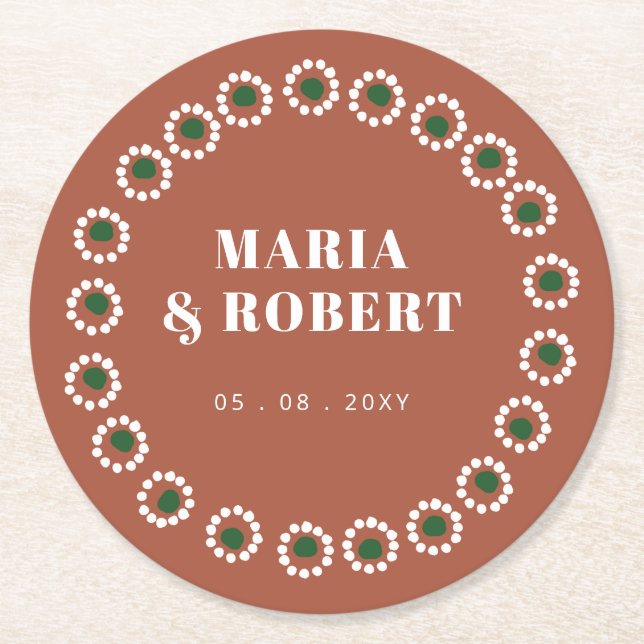 Porta-copo De Papel Redondo Barro Boêmio Mexicano  (Frente)