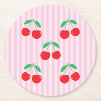 Porta-copo De Papel Redondo Bases Redondas de Cereja Cherry Paper