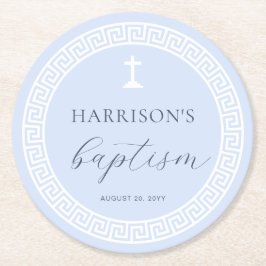 Porta-copo De Papel Redondo Batismo azul-chave grego