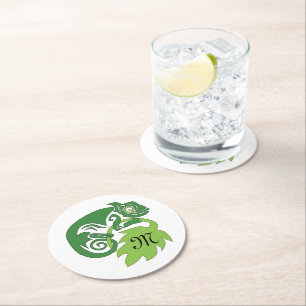 Porta-copo De Papel Redondo Bebado Green Chameleon Lizard Saindo