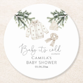 Porta-copo De Papel Redondo Bebê É Frio Fora do Chá de fraldas de inverno