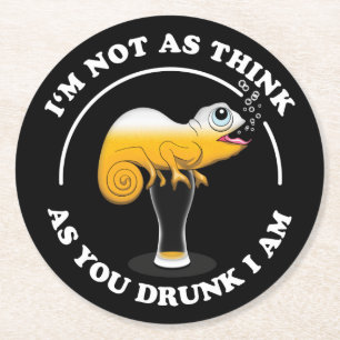 Porta-copo De Papel Redondo Beer Lover Cameleon E Engraçada Cotação De Bebendo