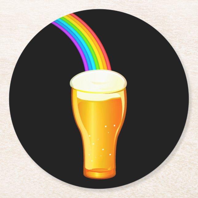 Porta-copo De Papel Redondo Beer Rainbow (Frente)