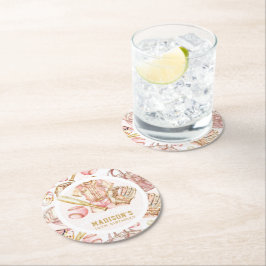 Porta-copo De Papel Redondo Beisebol de aniversariado de Garota Personalizada