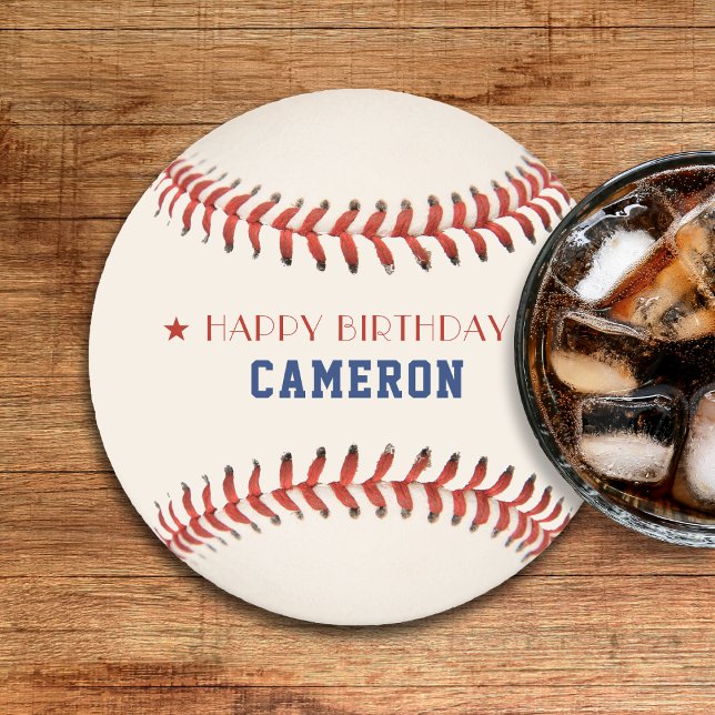 Porta-copo De Papel Redondo Beisebol Softball Feliz Festa de Aniversário Feliz (Baseball Softball Sport Happy Birthday Party Round Paper Coaster
)