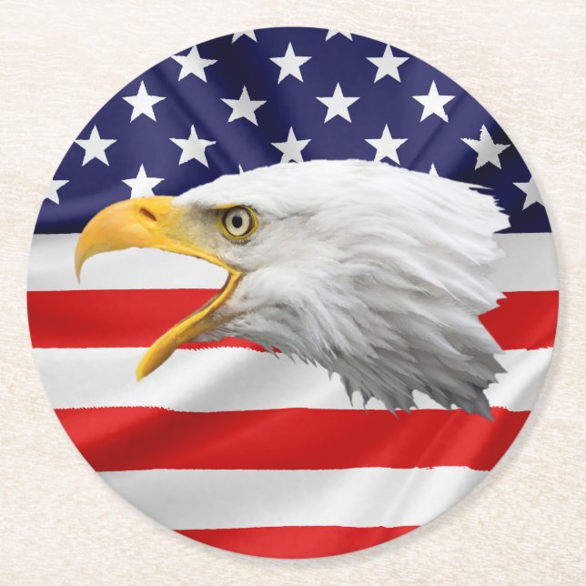 Porta-copo De Papel Redondo Bela Águia Belo presente patriótico (Frente)