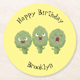 Porta-copo De Papel Redondo Bela canção de alcachofras