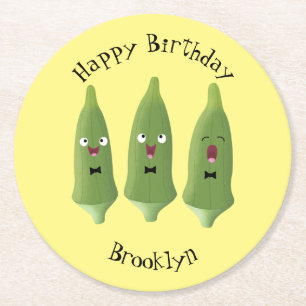 Porta-copo De Papel Redondo Bela caricatura de okra