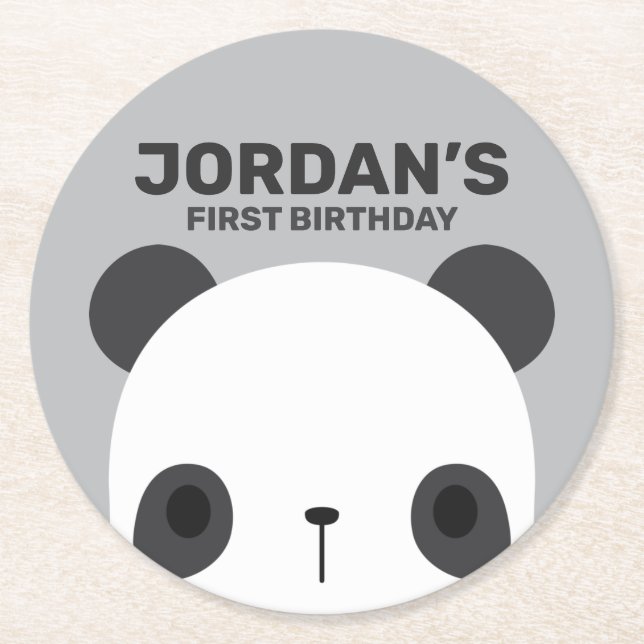 Porta-copo De Papel Redondo Bela Urso de Panda Bonito Aniversário (Frente)