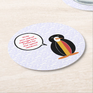 Porta-copo De Papel Redondo Belga Bandeira Holiday Srta. Penguin Talking