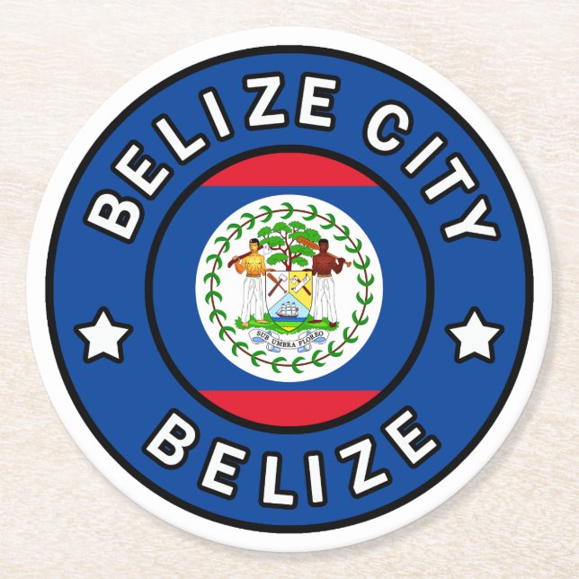 Porta-copo De Papel Redondo Belize City Belize (Frente)