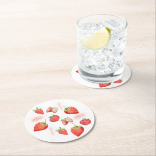 Porta-copo De Papel Redondo Berry First   PRIMEIRO ANIVERSARIO   Morango   Pad