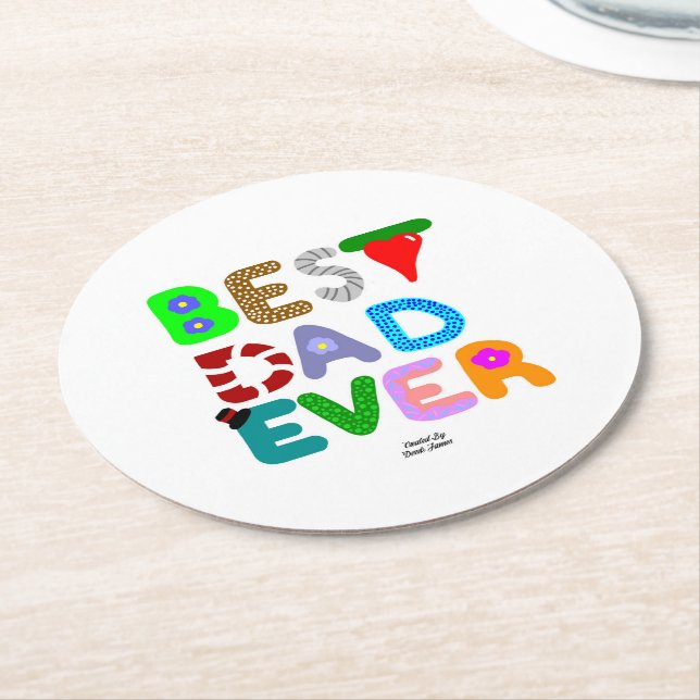 Porta-copo De Papel Redondo Best Dad Ever Round Paper Coaster (Angulado)