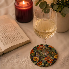 Porta-copo De Papel Redondo Bibelô de Bebida Floral Opulento em Estilo Vintage