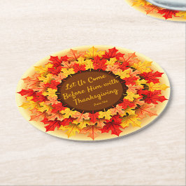 Porta-copo De Papel Redondo Bíblia Cotação de Outono Deixa Ação de Graças