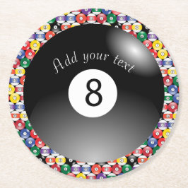 Porta-copo De Papel Redondo Billiard Piscina Balls Número Sólido Oito