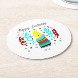 Porta-copo De Papel Redondo Birthday Candle Greetings Round Paper Coaster