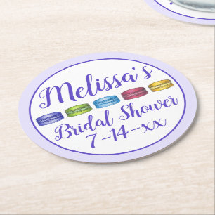 Porta-copo De Papel Redondo Biscoito Macaron Francês Pastel Festa de Noivado