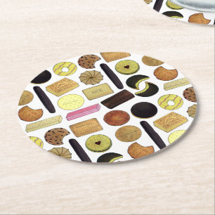 Porta-copo De Papel Redondo Biscoitos britânicos Pão-de-Atalho Rich Tea Digest