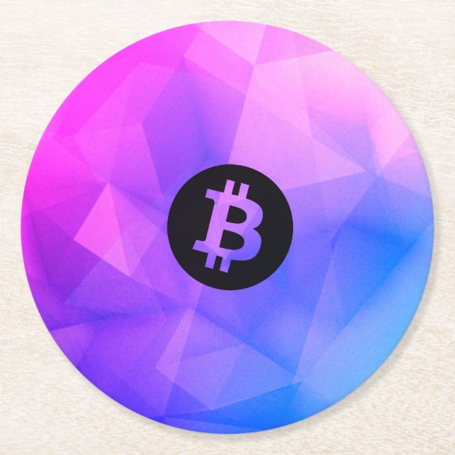 Porta-copo De Papel Redondo Bitcoin Cristal (Frente)