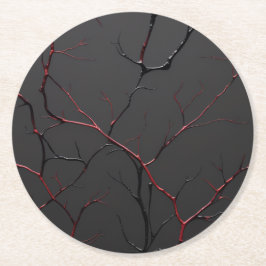 Porta-copo De Papel Redondo Black and Red Veins