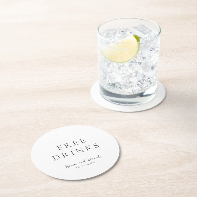 Porta-copo De Papel Redondo Black and White Elegant Classic Wedding (Insitu)