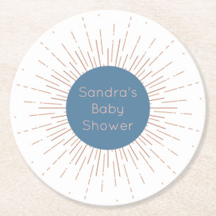 Porta-copo De Papel Redondo Blue Boho Sun