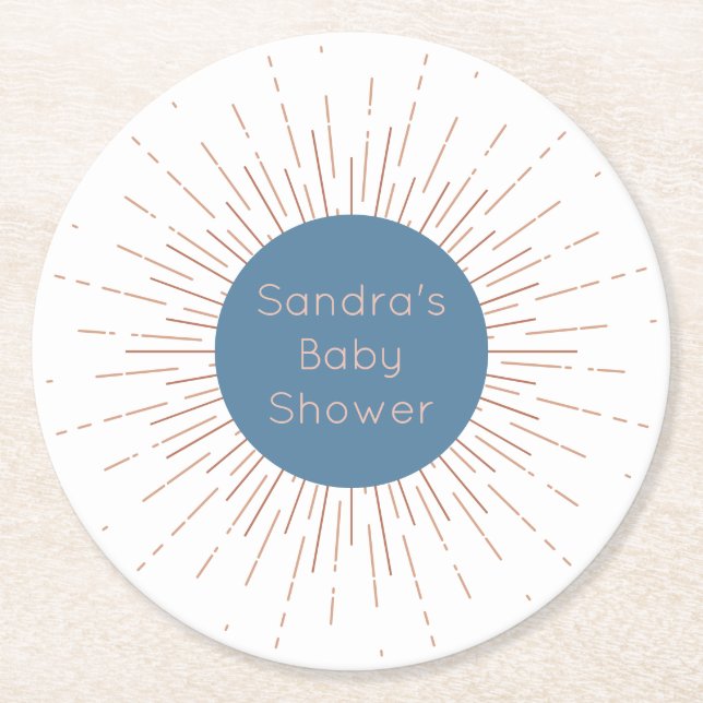 Porta-copo De Papel Redondo Blue Boho Sun (Frente)