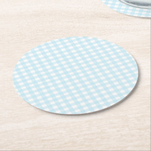 Porta-copo De Papel Redondo Blue Gingham