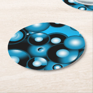 Porta-copo De Papel Redondo Blues Circular Concentric Abstrato Art Orbital