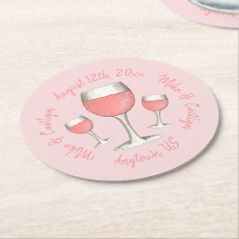 Porta-copo De Papel Redondo Blush Pink Rose All Day Rosé Vinho Bridal Shower