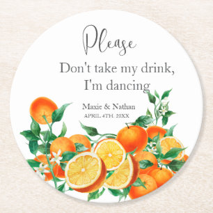Porta-copo De Papel Redondo Boho Orange Blossom Casamento