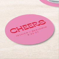 Bois Groovy Pink Red Typografia Nomes Casamento