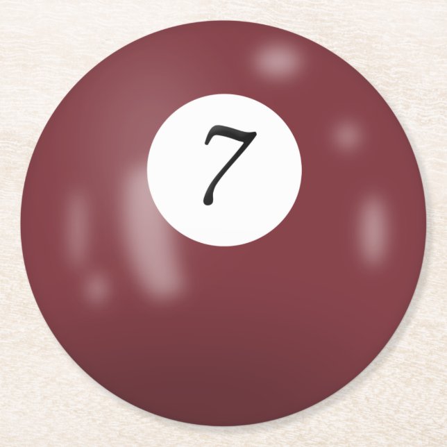 Porta-copo De Papel Redondo Bola Billiards 7 (Frente)