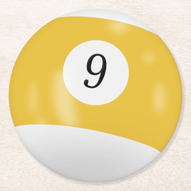 Porta-copo De Papel Redondo Bola Billiards 9 (Frente)