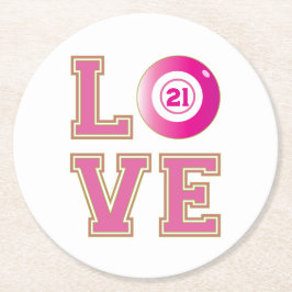 Porta-copo De Papel Redondo Bola de Bingo Rosa do Partido aniversário de 21 an