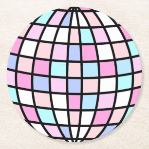 Porta-copo De Papel Redondo Bola de Discoteca Neon Groovy