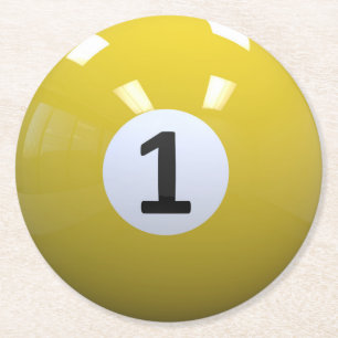 Porta-copo De Papel Redondo Bola de piscina do bilhar do no. 1 do amarelo