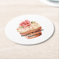 Bolo de Aniversário de Cupcake Rosa Chic Blush