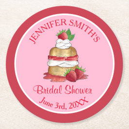 Porta-copo De Papel Redondo Bolo de Morango Shortcake Chá de Panela de Noiva A